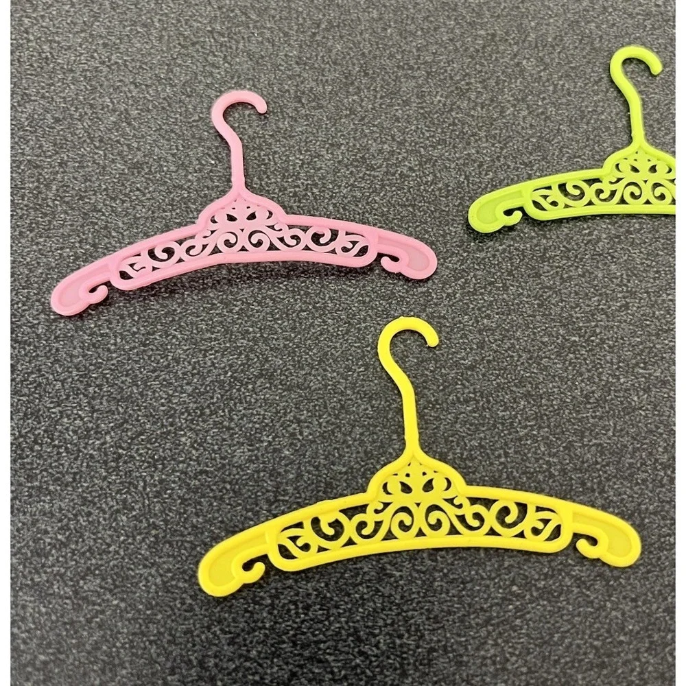 Vintage Retro Barbie Doll Hangers Lot of 4 Multicolor Filigree Design